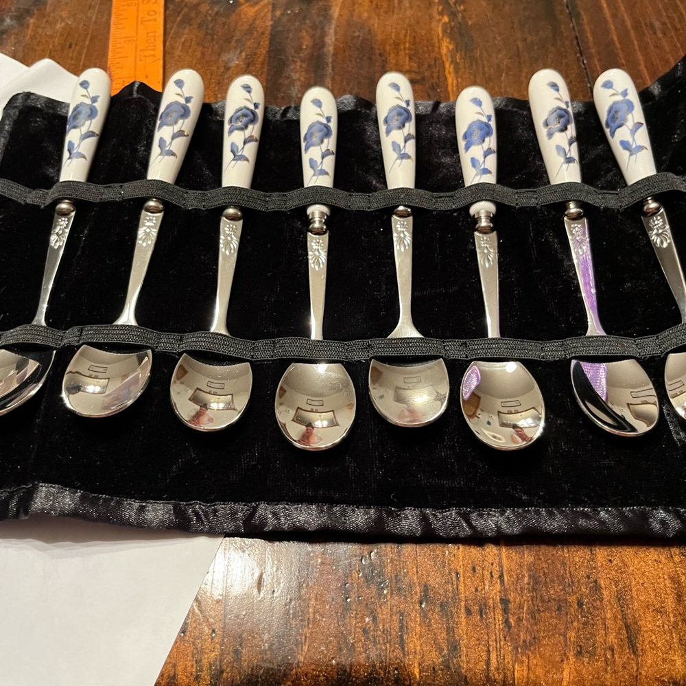 Demitasse Floral Blue and White Spoon Set